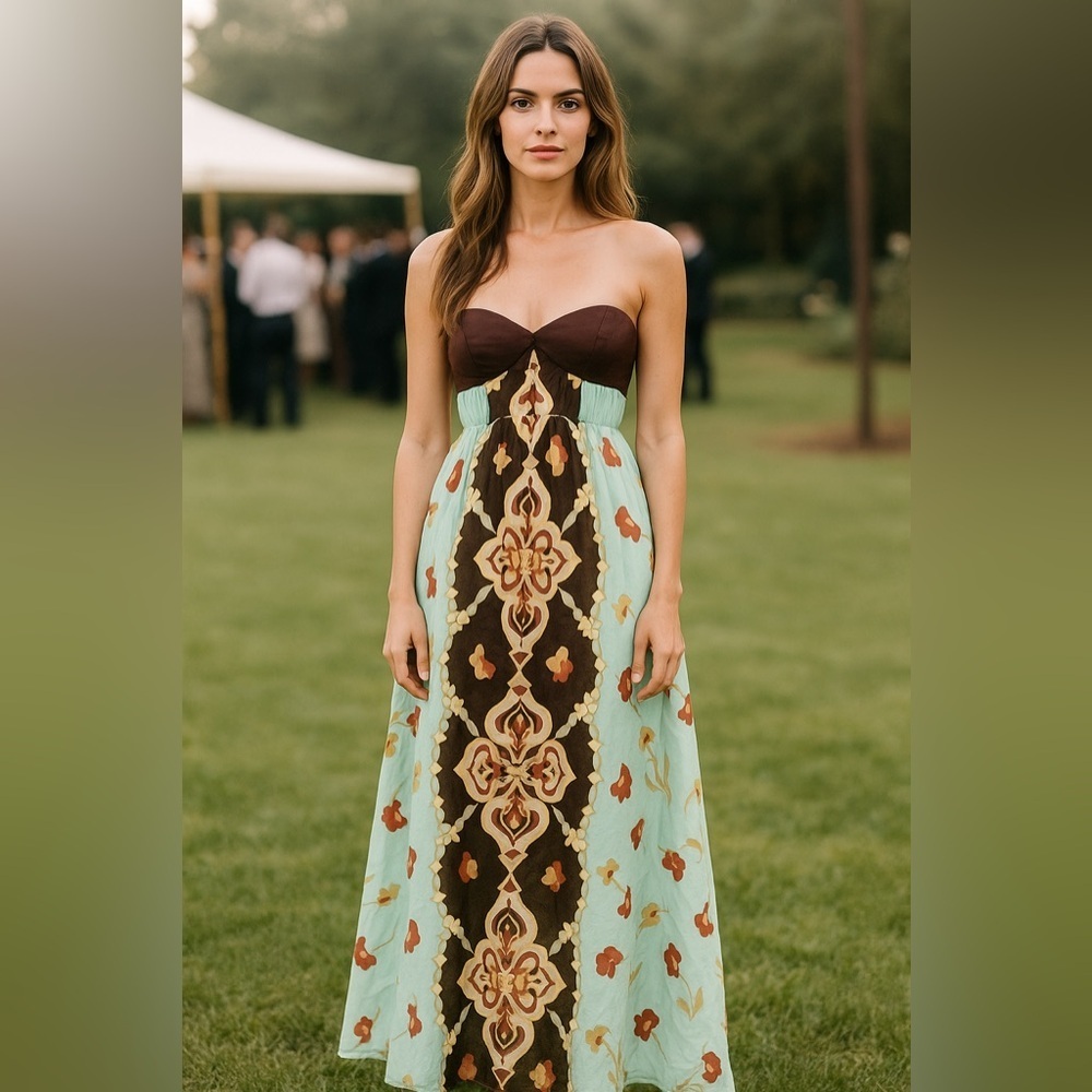 Laundry by Shelli Segal silk Maxi teal floral STUNNING size 8